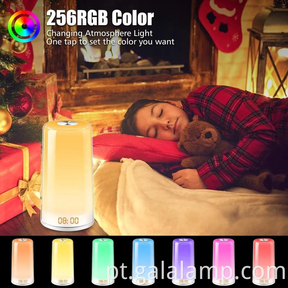 Controle de toque de despertador de LED digital de LED digital leve leve ao nascer do sol